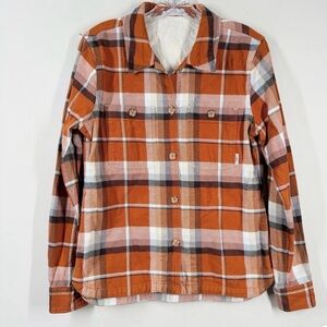 Stio Hutkeeper Orange Plaid Button-Front ShirtJacket Sz M